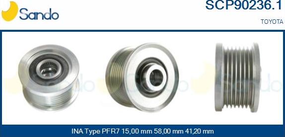 Sando SCP90236.1 - Pulley, alternator, freewheel clutch autospares.lv