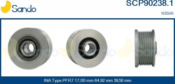 Sando SCP90238.1 - Pulley, alternator, freewheel clutch autospares.lv