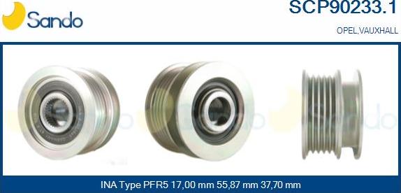 Sando SCP90233.1 - Pulley, alternator, freewheel clutch autospares.lv