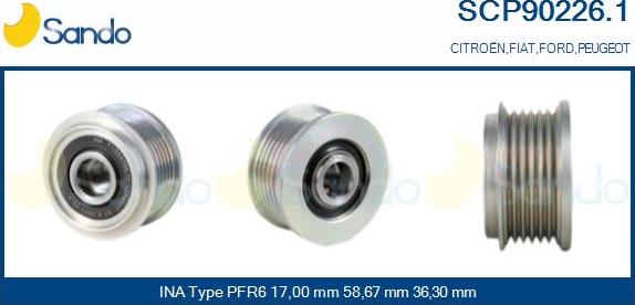 Sando SCP90226.1 - Pulley, alternator, freewheel clutch autospares.lv