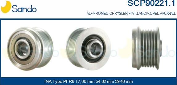 Sando SCP90221.1 - Pulley, alternator, freewheel clutch autospares.lv