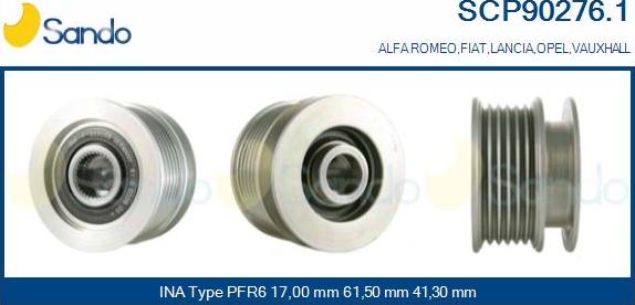 Sando SCP90276.1 - Pulley, alternator, freewheel clutch autospares.lv