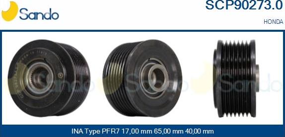 Sando SCP90273.0 - Pulley, alternator, freewheel clutch autospares.lv