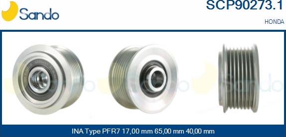 Sando SCP90273.1 - Pulley, alternator, freewheel clutch autospares.lv