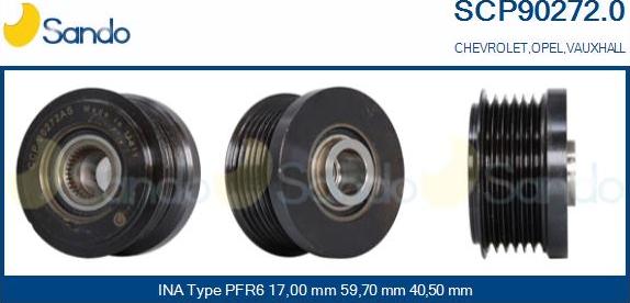 Sando SCP90272.0 - Pulley, alternator, freewheel clutch autospares.lv
