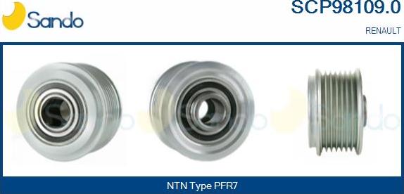 Sando SCP98109.0 - Pulley, alternator, freewheel clutch autospares.lv