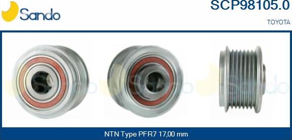 Sando SCP98105.0 - Pulley, alternator, freewheel clutch autospares.lv