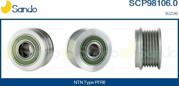 Sando SCP98106.0 - Pulley, alternator, freewheel clutch autospares.lv