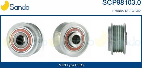 Sando SCP98103.0 - Pulley, alternator, freewheel clutch autospares.lv