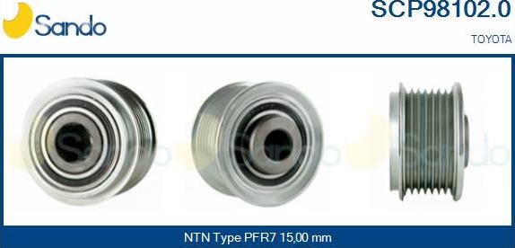 Sando SCP98102.0 - Pulley, alternator, freewheel clutch autospares.lv