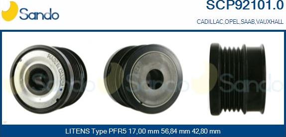 Sando SCP92101.0 - Pulley, alternator, freewheel clutch autospares.lv