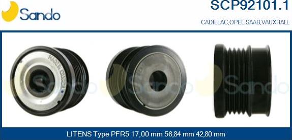 Sando SCP92101.1 - Pulley, alternator, freewheel clutch autospares.lv