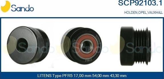 Sando SCP92103.1 - Pulley, alternator, freewheel clutch autospares.lv