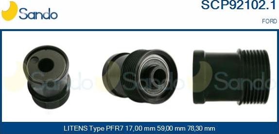 Sando SCP92102.1 - Pulley, alternator, freewheel clutch autospares.lv