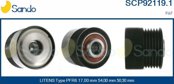 Sando SCP92119.1 - Pulley, alternator, freewheel clutch autospares.lv