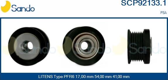 Sando SCP92133.1 - Pulley, alternator, freewheel clutch autospares.lv