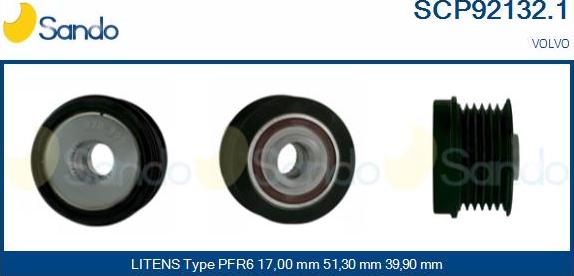 Sando SCP92132.1 - Pulley, alternator, freewheel clutch autospares.lv