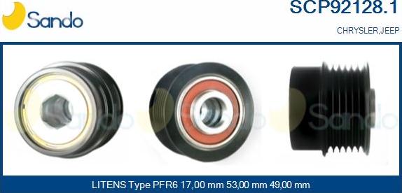 Sando SCP92128.1 - Pulley, alternator, freewheel clutch autospares.lv