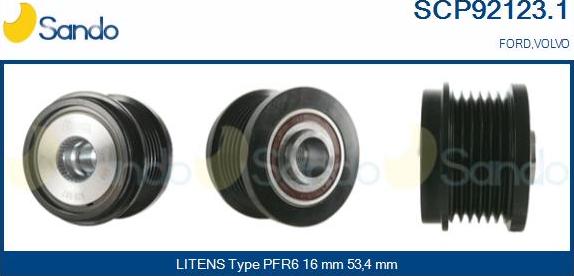 Sando SCP92123.1 - Pulley, alternator, freewheel clutch autospares.lv