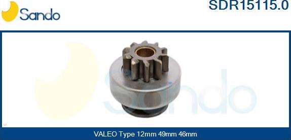 Sando SDR15115.0 - Pinion, bendix, starter autospares.lv