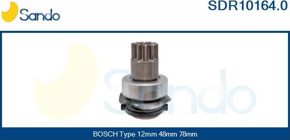 Sando SDR10164.0 - Pinion, bendix, starter autospares.lv