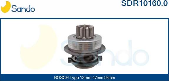 Sando SDR10160.0 - Pinion, bendix, starter autospares.lv