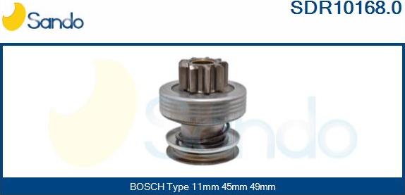 Sando SDR10168.0 - Pinion, bendix, starter autospares.lv