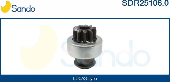 Sando SDR25106.0 - Pinion, bendix, starter autospares.lv