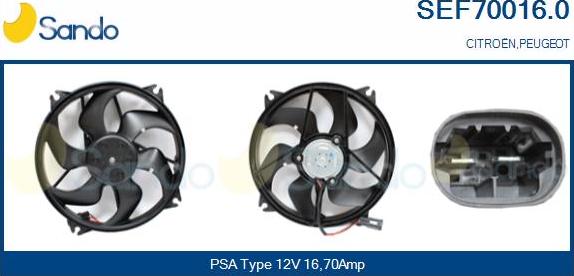 Sando SEF70016.0 - Electric Motor, radiator fan autospares.lv