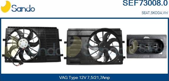 Sando SEF73008.0 - Electric Motor, radiator fan autospares.lv