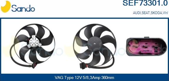 Sando SEF73301.0 - Fan, radiator autospares.lv