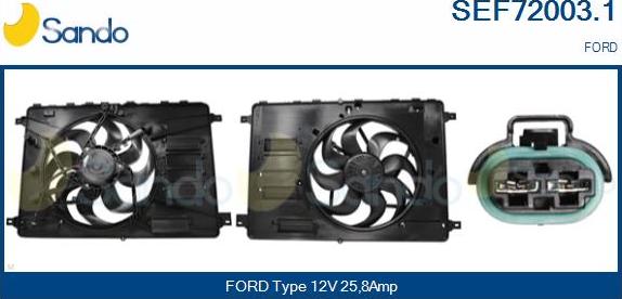 Sando SEF72003.1 - Electric Motor, radiator fan autospares.lv