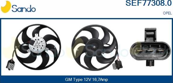 Sando SEF77308.0 - Fan, radiator autospares.lv