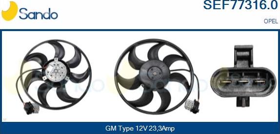 Sando SEF77316.0 - Fan, radiator autospares.lv