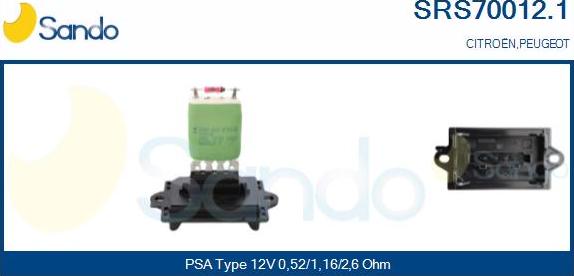 Sando SRS70012.1 - Resistor, interior blower autospares.lv