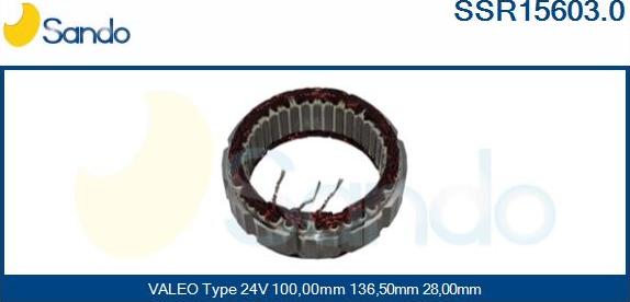 Sando SSR15603.0 - Stator, alternator autospares.lv