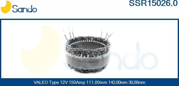 Sando SSR15026.0 - Stator, alternator autospares.lv