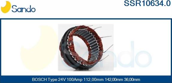 Sando SSR10634.0 - Stator, alternator autospares.lv