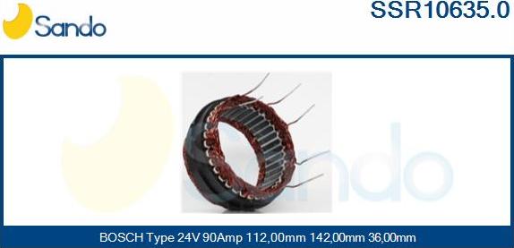 Sando SSR10635.0 - Stator, alternator autospares.lv