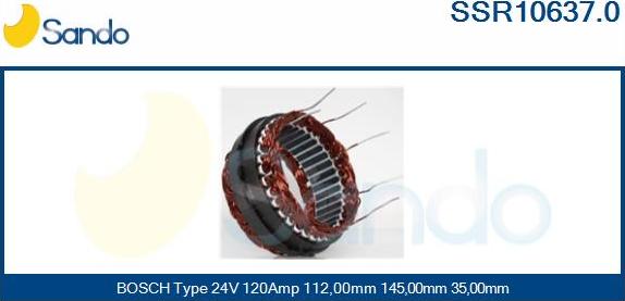 Sando SSR10637.0 - Stator, alternator autospares.lv