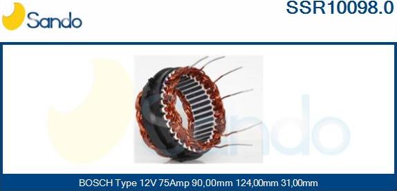 Sando SSR10098.0 - Stator, alternator autospares.lv