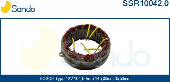 Sando SSR10042.0 - Stator, alternator autospares.lv