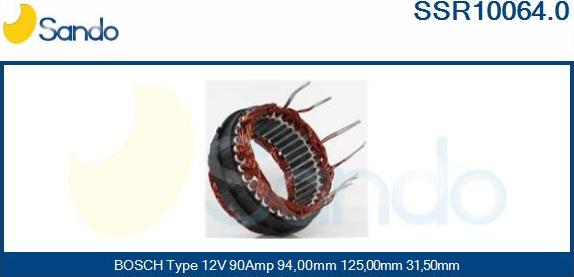 Sando SSR10064.0 - Stator, alternator autospares.lv