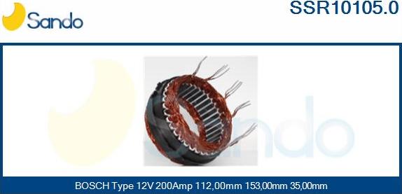 Sando SSR10105.0 - Stator, alternator autospares.lv