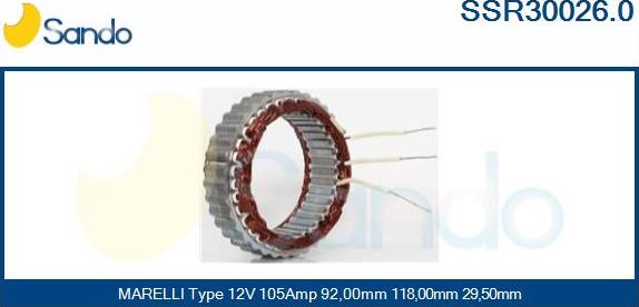 Sando SSR30026.0 - Stator, alternator autospares.lv