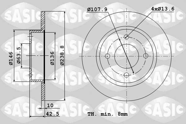 Sasic 9004400J - Brake Disc autospares.lv