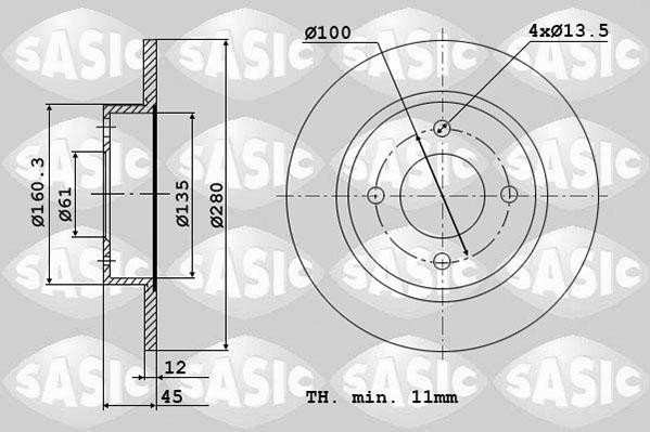 Sasic 6104016 - Brake Disc autospares.lv