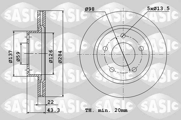 Sasic 6106342 - Brake Disc autospares.lv