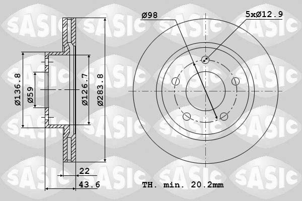 Sasic 6106358 - Brake Disc autospares.lv