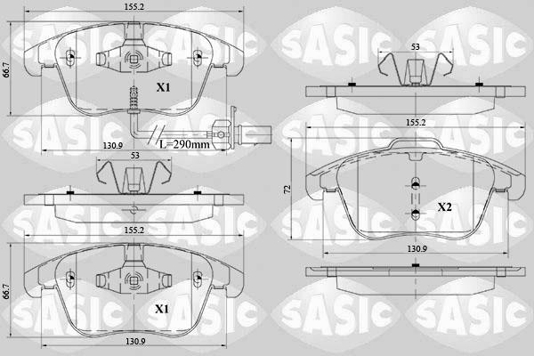 Sasic 6216092 - Brake Pad Set, disc brake autospares.lv